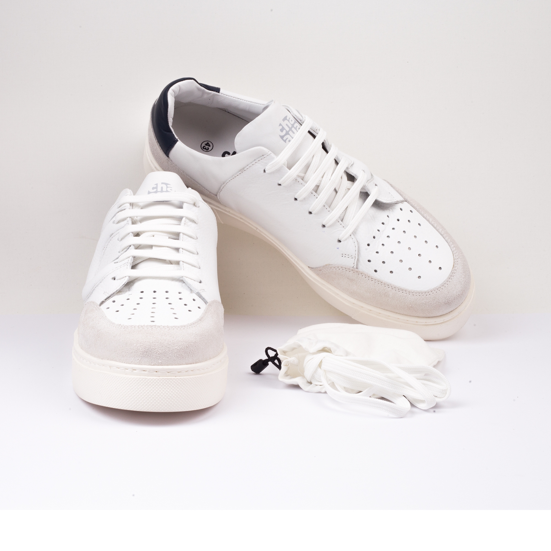 Resim Beyaz-Lacivert Deri Sneakers&Spor Erkek Ayakkabı